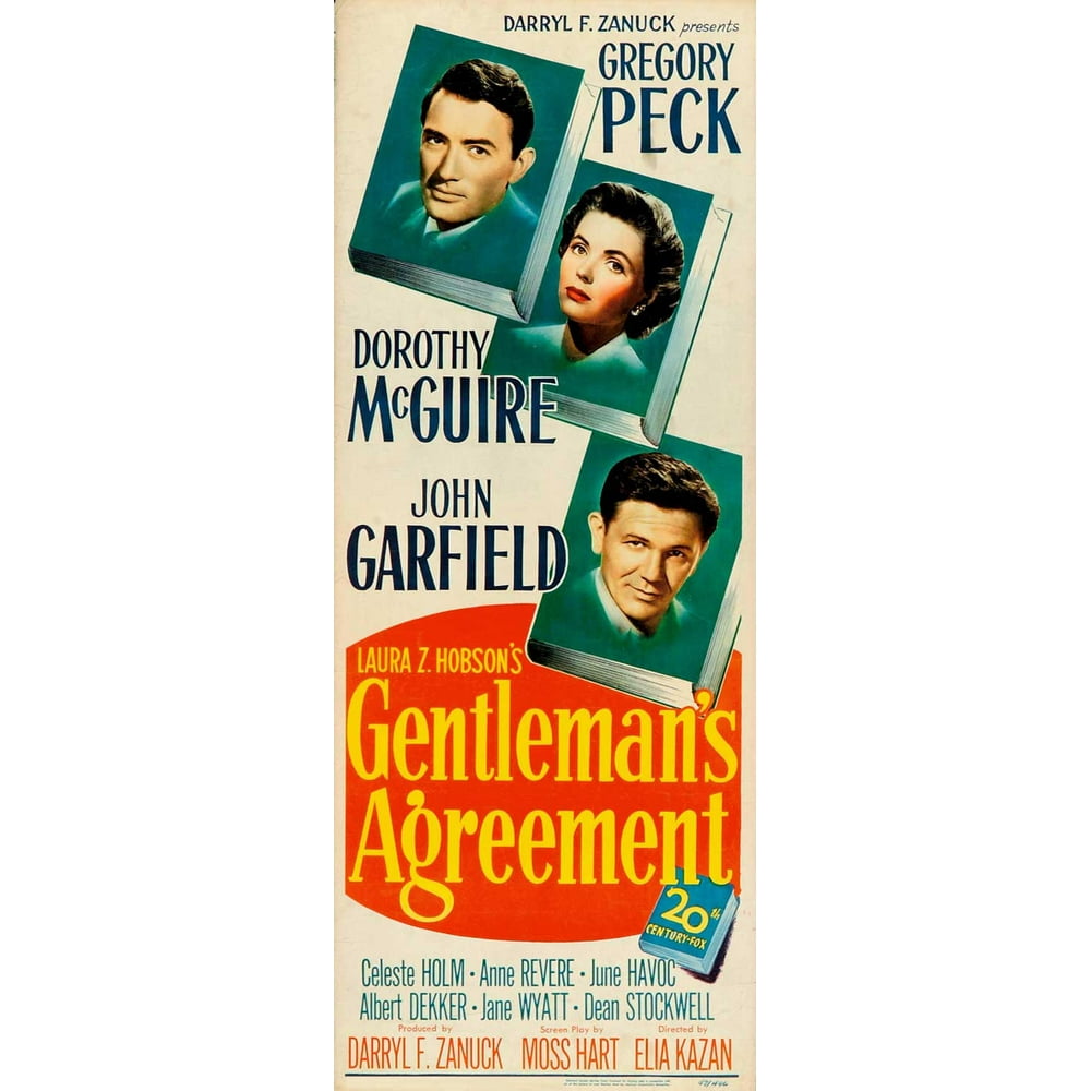 Gentleman's Agreement - movie POSTER (Insert Style A) (14" x 36") (1947