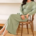 thumbnail image 2 of Kadahis Women Round Neck Long Sleeve Loose Dress Basic Maxi Dress Casual, 2 of 6