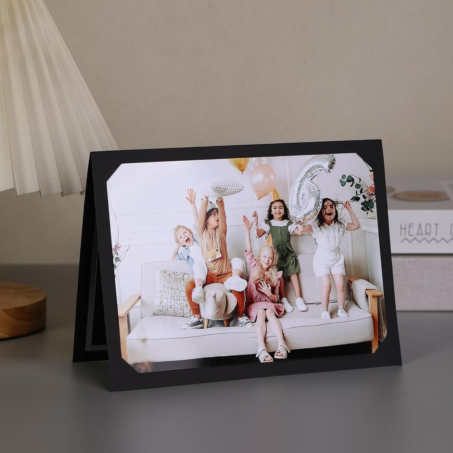 50 photo album for 46 or 57 photos, paper photo frame, cardboard greeting card frame, suitable for Mother's Day, Christmas, New Year, weddings, birthdays, classroom (Black with silver foil)