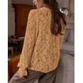 thumbnail image 2 of Blusa de Encaje para Mujer PRETTYGARDEN Manga Larga Caqui Talle S, 2 of 8