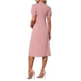 thumbnail image 3 of INSPIRE CHIC Women's Work Maternity Dresses Mock Neck Button Pleated Front Office A-Line Pregnancy Business Dress S Pink, 3 of 6