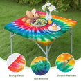 thumbnail image 4 of Colorful Tie Dye Pattern Square Fitted Tablecloth with Elastic Edge,Square Table Cover,Washable Elastic Table Cover for Home Kitchen Party Decor 34"x34", 4 of 6