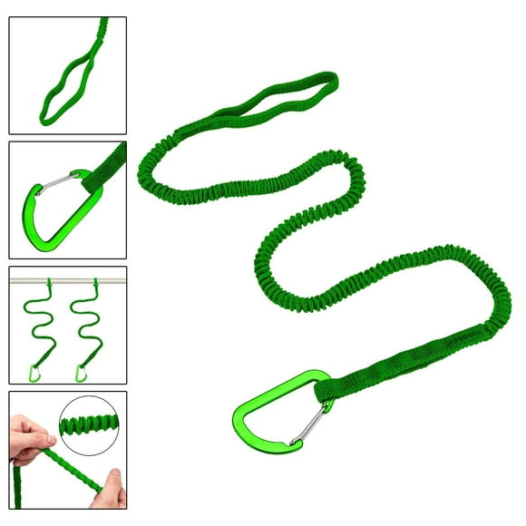 Correa de remo para Kayak con mosquetón, cuerda elástica ajustable, cordón para Verde