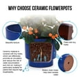 thumbnail image 4 of S-HOME Set of 3 Antique Blue Ceramic Planters, 15" 12" 9" Modern Flower Pots for Indoor/Outdoor, 4 of 12