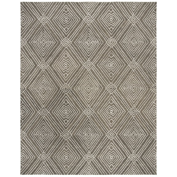 SAFAVIEH Micro-Loop Colton Geometric Area Rug, Dark Grey/Ivory, 8' x 10'
