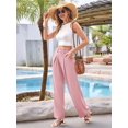 thumbnail image 4 of Women'S Wide Leg Dress Pants High Waisted Trousers Business Casual Slacks Button Palazzo Pant Pink XXL, 4 of 9