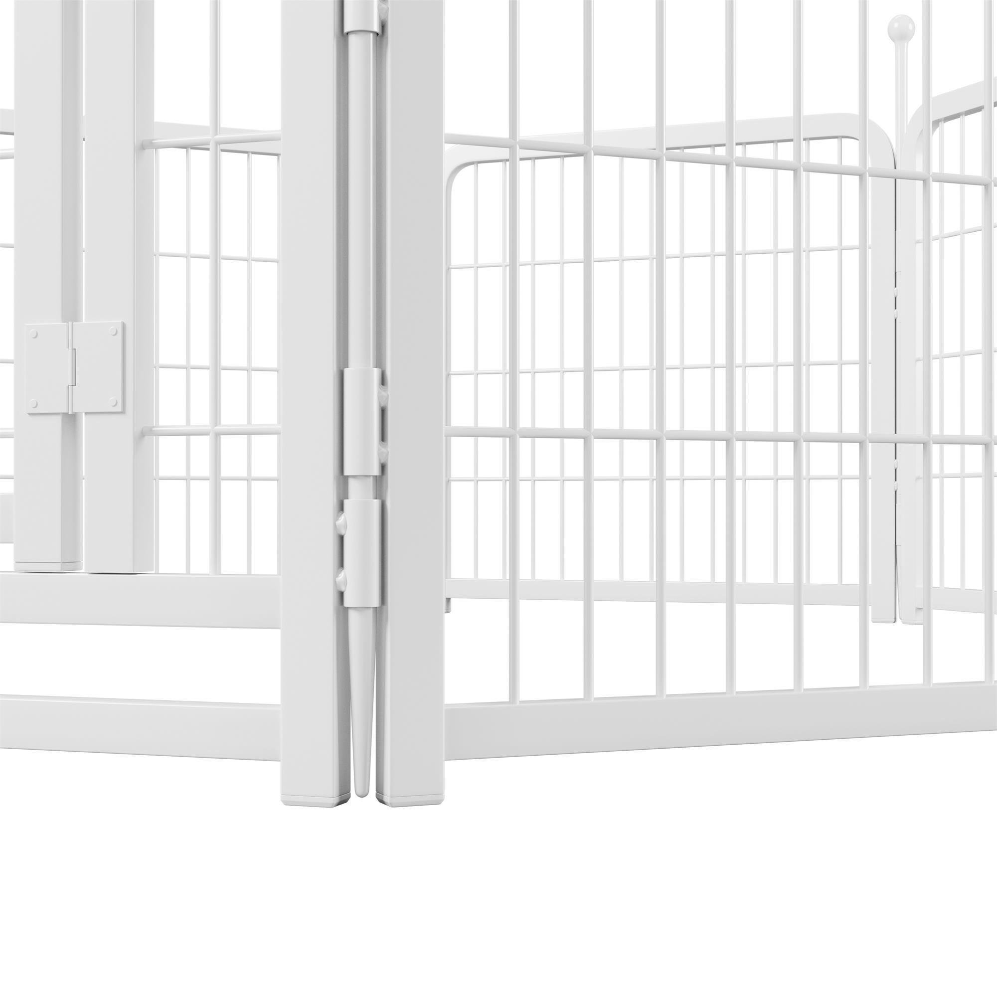 Pefilos Outdoor Dog Playpen 24" 8 Panels Indoor Dog Fence Metal Dog Pen Heavy Duty Pet Puppy Exercise Pen for RV Camping Garden Yard, White