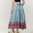 thumbnail image 4 of Womens Maxi Skirt 2025 Casual Flowy Elastic High Waist Long Skirts with Pockets Summer Beach Style Sky Blue S, 4 of 5