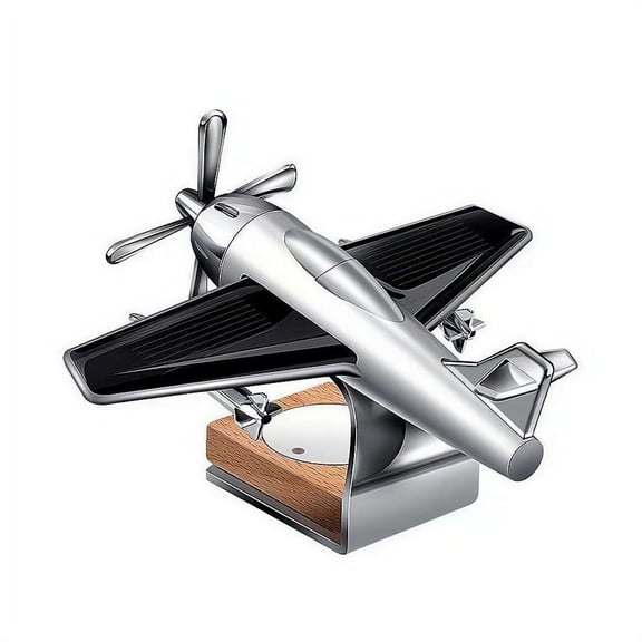 Solar Powered Plane Shape A-ir Freshener Ornament, Rotating Propeller Solid Scent Diffuser Decor for Car Dashboard Long Lasting Fragrance