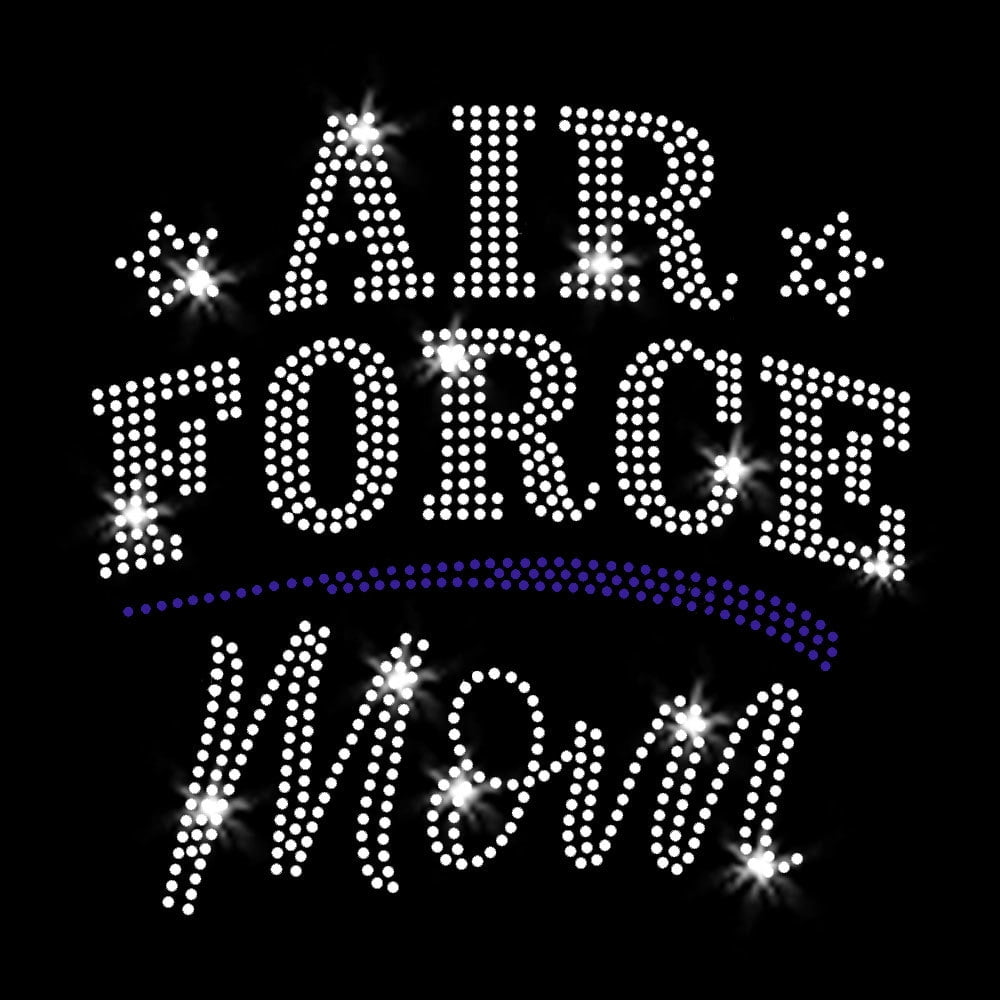 Air Force Mom Iron-on Clear Rhinestone Transfer by JCS Rhinestones