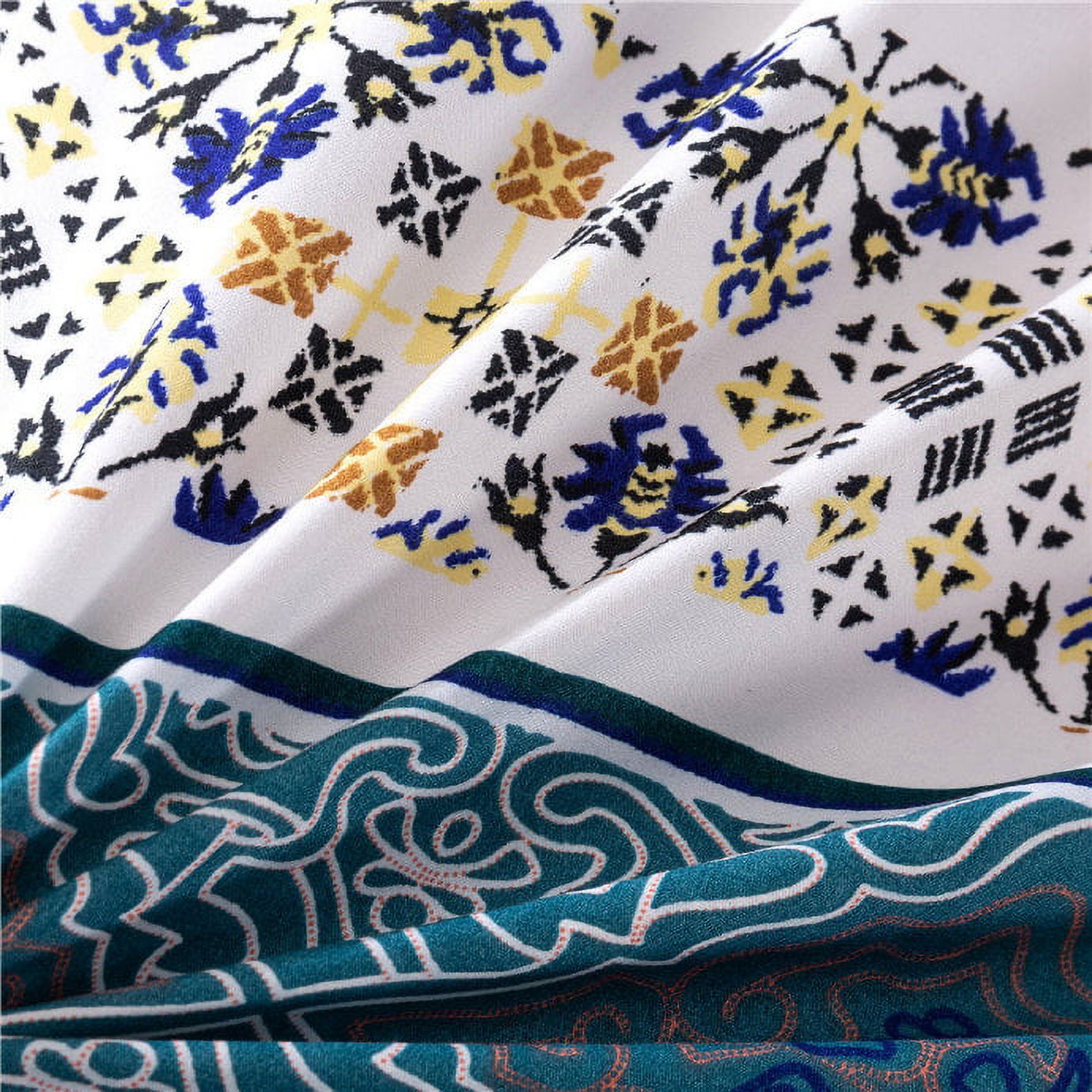 Bohemian Duvet Cover Set King Boho Blue Soft Breathable Comforter Cover Set Durable Geometric 3 Pieces with Zipper Closure and Corner Ties 104"x90" Bedding Set