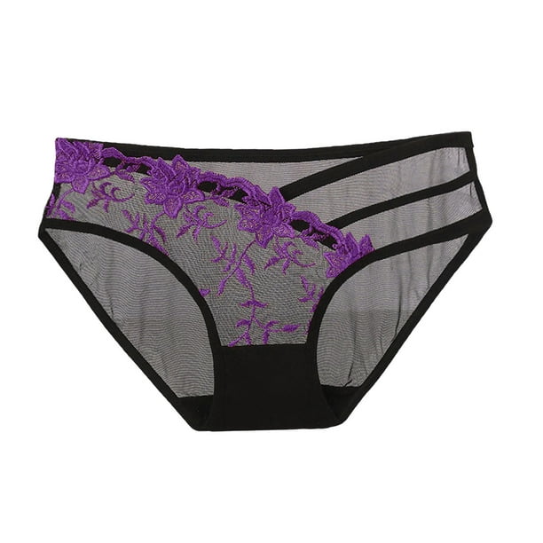 6 Pack Women's Brief Womens Underwear Microfiber Lace Bikini Panties ...