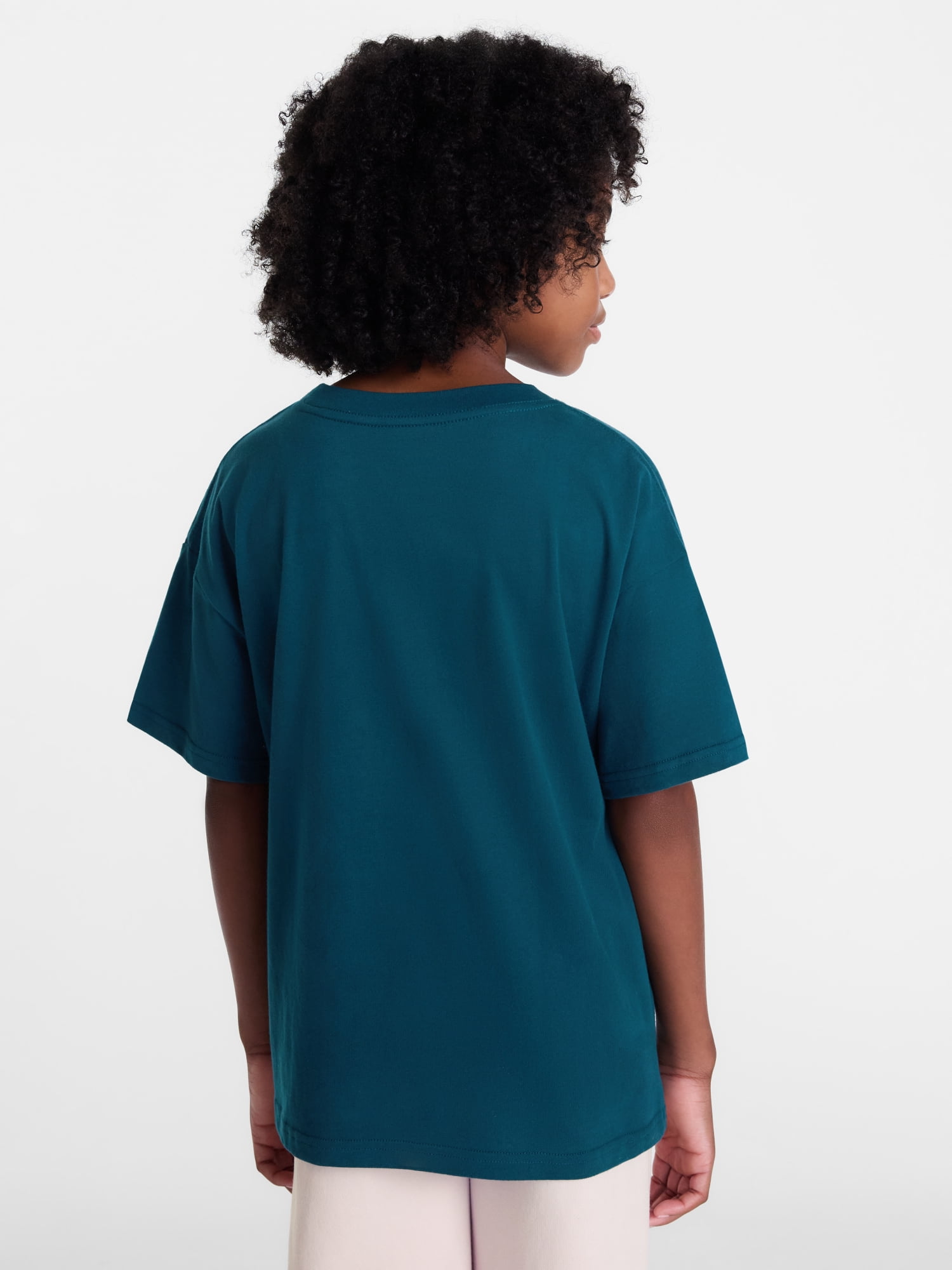 Weekend Academy Girls Oversized Graphic Cotton Tee with Short Sleeves, Sizes 4-18