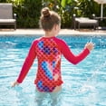 thumbnail image 4 of Girls One Piece Scale Print Swimsuit Mermaid Long Sleeve Costume Rash Guard Swimsuit Size 8Y, 4 of 7