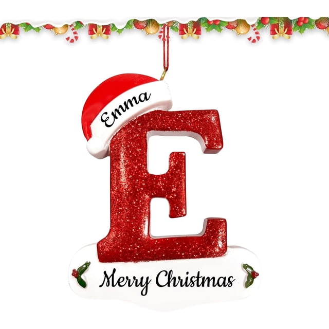 Adorno navideño colgante, colgante navideño personalizado con monograma, adorno navideño con nombre hecho a mano