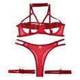thumbnail image 1 of Gibobby Ropa interior mujer sexy Conjunto de sujetadores sexy súper push-up para mujer, lencería transparente, brasier de encaje y bragas a juego para mujer(Rojo, G), 1 of 5