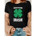 thumbnail image 1 of Scranton Irish Festival Women's Black T-Shirt with Green Clover Print - Casual Crew Neck, Short Sleeve, Machine Washable for Spring & Summer, 1 of 6