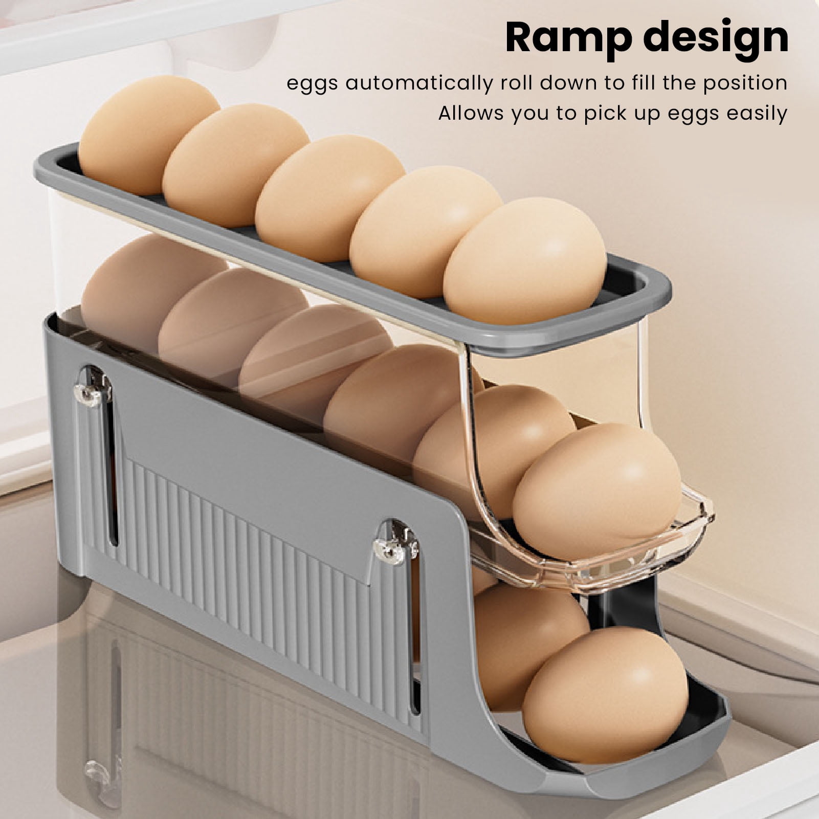 Rolling Eggs Dispenser, Automatic Rolling Egg Holder 2 Layer  For Fridge Storage