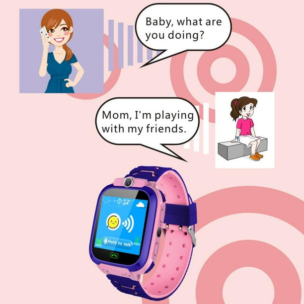 2X Reloj inteligente para niños Pantalla táctil Ubicación Fotografía Teléfono Reloj (Rosa)