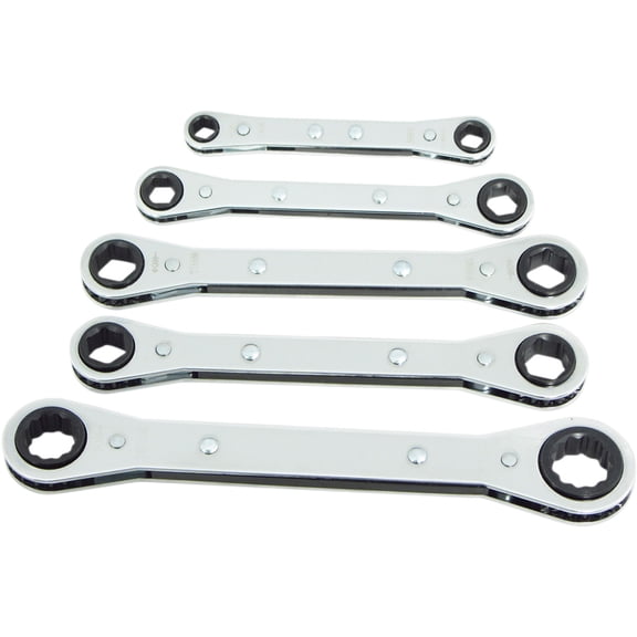 Lang Tools 5-Piece SAE Box End Flat Ratcheting Wrench Set (RB-5)