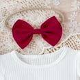 thumbnail image 4 of Toddler Girl Fall Winter Clothes Baby Girls Ruffle Long Sleeve Ribbed Knit Tops Bowknot Button Skirts and Headband Set Outfits, 4 of 8