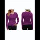 thumbnail image 2 of Camisetas Básicas Ajustadas Informales de Cuello Redondo y Larga Acanaladas para Mujer Rojo Púrpura M, 2 of 5