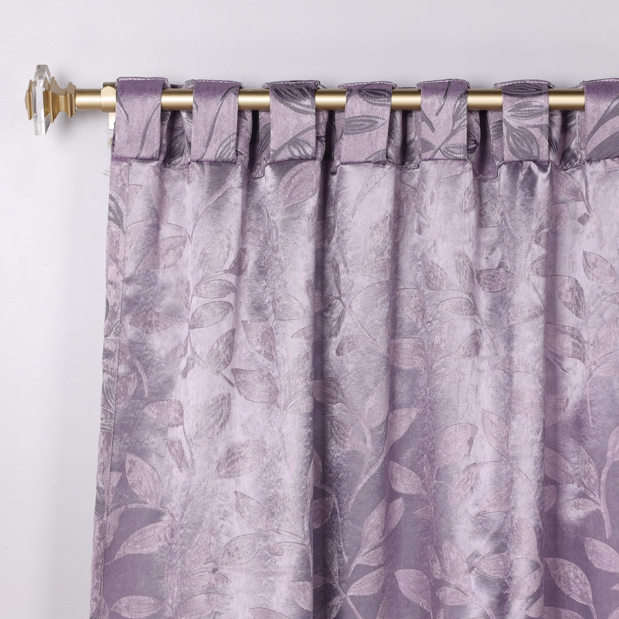 Superior Blackout Leaves Back Tab Curtains Set of 2, Light Filtering Curtain Panel Set, Wisteria, 52"W x 96"L