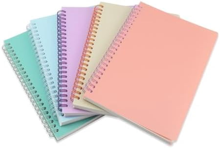 5 Pack Lined Spiral Journal Notebook for Women & Men, 8.3" x 5.7",80 Sheets/160 Pages College Ruled Notebook, A5 Plastic Hardcover Notebook for Office,School,Home