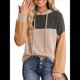 thumbnail image 1 of Sudadera con Capucha para Mujer, de Gran Tamaño, con Bloques de Color, Larga y Cordón Ajustable, Estilo Casual, Otoño 2025 Caqui Negro XL, 1 of 5