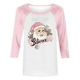 thumbnail image 4 of Craaazy Women's Christmas Shirts Round Neck 3/4 Sleeve T-shirt Funny Snowman Santa Hat Printed Xmas Tops Gifts, 4 of 4