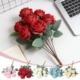 thumbnail image 1 of Ramo de flores de rosas artificiales 7 cabezas – Rosas falsas de seda con tallos y hojas para ramos de boda, centros de mesa, decoración de oficina en casa y arreglos florales caseros, 1 of 5
