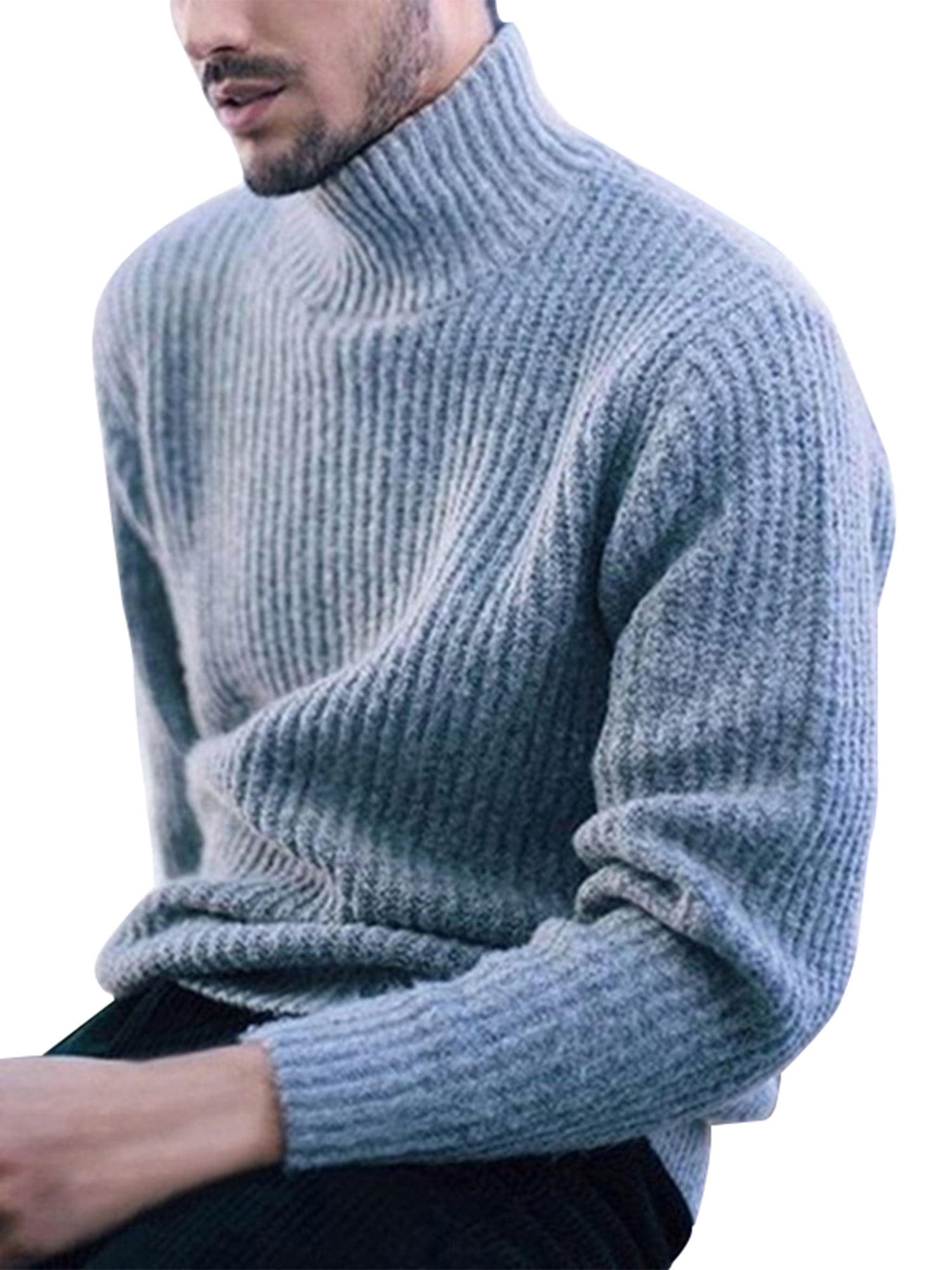 Verslaving Hoeveelheid van eetbaar Niuer Men Slim Fit Long Sleeve Coat Mens Plain Pullover Turtleneck Fall  Solid Color Warm Sweater Light Blue XL - Walmart.com