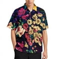 thumbnail image 5 of Camisas casuales con estampado completo de rosas en 3D y flores para hombre, camisas y blusas hawaianas de manga corta con botones para playa, ropa de calle de verano, 5 of 5