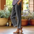 thumbnail image 2 of Women's Wide Leg Pants with Elastic Waist, Lightweight Breathable Loose Trousers for Summer Casual Beach Vacation, Flowy Palazzo, 2 of 5