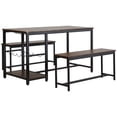 thumbnail image 1 of HOMCOM 3-Piece Dining Table Set for 4 with 2 Benches, Rectangular Dining Table and Chairs Set, Industrial Kitchen Table with 5-Bottle Wine Rack, Glass Holder, and Storage Shelf, Rustic Brown, 1 of 10