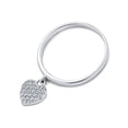thumbnail image 2 of Bling Jewelry Womens Simple Delicate Sterling Silver Pave Dangle Heart Charm Ring 1MM Thin Band, 2 of 6