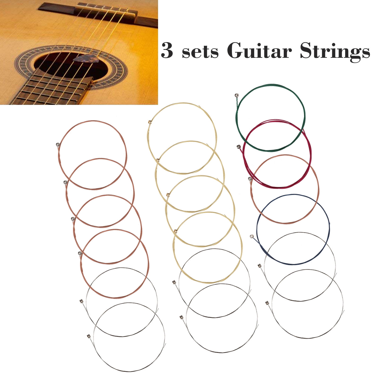 Guitar Strings, TSV 3 Sets 6 Acoustic Guitar Strings, Replacement Guitar String, Electric Guitar