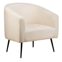 Metal and Beige Velvet Lounge Chair Modern Design Style Living Room