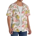 thumbnail image 2 of Yiaed Tropical Pink Flamingo Pineapple Print Mens Casual Wrinkle Free Shirts Short Sleeve Button Down Summer Stretch Dress Shirt-4X-Large, 2 of 5