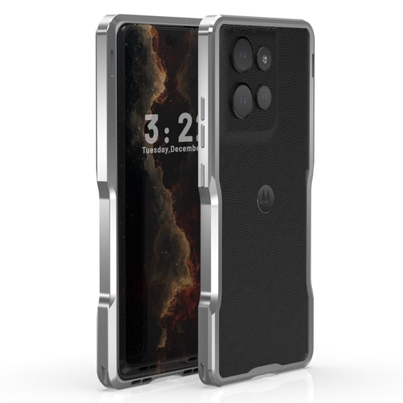 ELEHOLD Aluminum Frame Metal Bumper Frame Slim Cool Design for Moto G Power 2026/2025, Metal Frame Armor Bumper No Back, Shock Absorbent Protective for Moto G Power 2026/2025 ,Silver