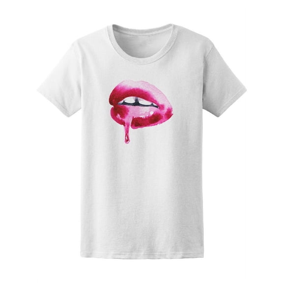 Watercolor Fashion Woman Lips T-Shirt Women -Image by Shutterstock, Female Medium