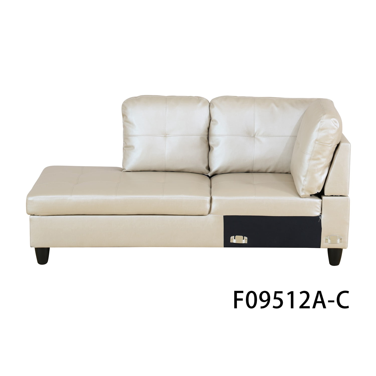 Hommoo 4-Seat Semi Semi PU Synthetic Leather Sectional Sofa Sets, L Shaped Sectional Couches and Sofas, Modern Living Room Furniture Sets, 17.5'' Back Height, Latte(No Ottoman)