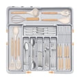 thumbnail image 2 of Weloille Retractable Kitchen Utensil Storage Box 1Pc, BPA-Free Plastic Divided Organizer, Dustproof Non-Slip Stackable Cutlery Holder for Fork Spoon Knife Drawer, 2 of 9