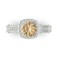 thumbnail image 2 of 2.7ct round cut yellow moissanite 14k white gold halo Bridal Wedding Engagement Promise Anniversary Ring for Women size 8, 2 of 7