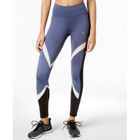 PUMA Womens Clash Blocking Tights Blue Indigo/Puma White Size Large