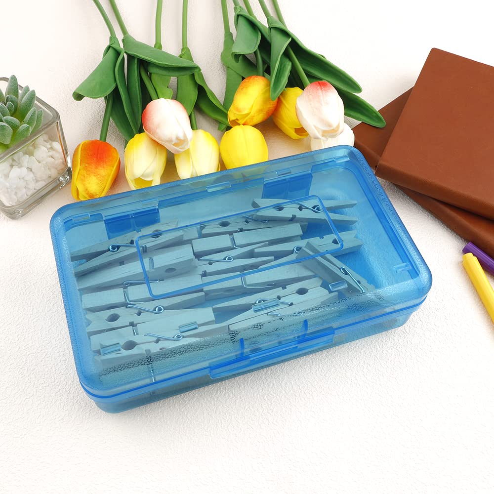 Pencil Box, Large Capacity Clear Pencil Case, 1 Pack Hard Pencil Case, Clear Crayon Box with Snap-tight Lid Stackable Design, Plastic Storage Box for Office Supplies, Pink