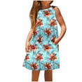 thumbnail image 5 of TGSLY Girls Summer Princess Dresses Cute Flower Printed Sleeveless Suspender Flared Skater Dress Loose Flowy Swing Beach Vacation Sundress with Pockets Multicolor#15 9 Years, 5 of 9