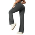 thumbnail image 2 of QATAINLAV Yoga Pants for Women with Pockets Loose Fit Straight Leg Flare Pants Solid Color High Waisted Stretchy Work Trousers Dark Gray M, 2 of 10