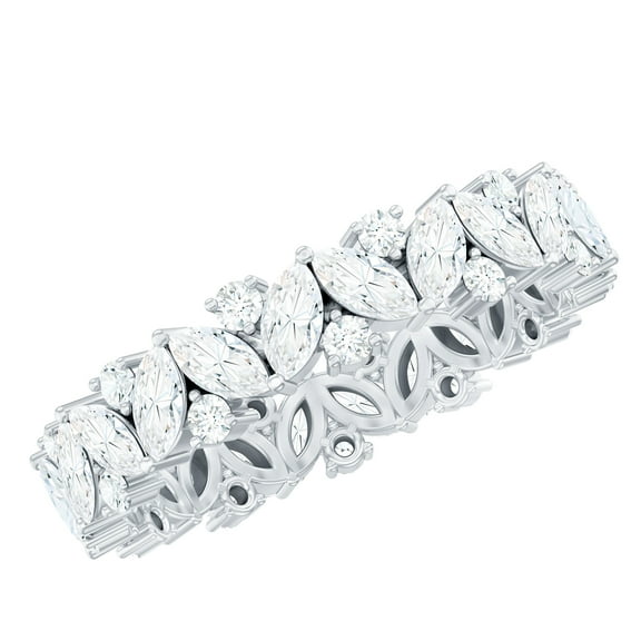 Rosec Jewels Lab Created Diamond Wedding Ring - Classic Full Eternity Band Ring - EF-VS Quality, 925 Sterling Silver, US 4.00