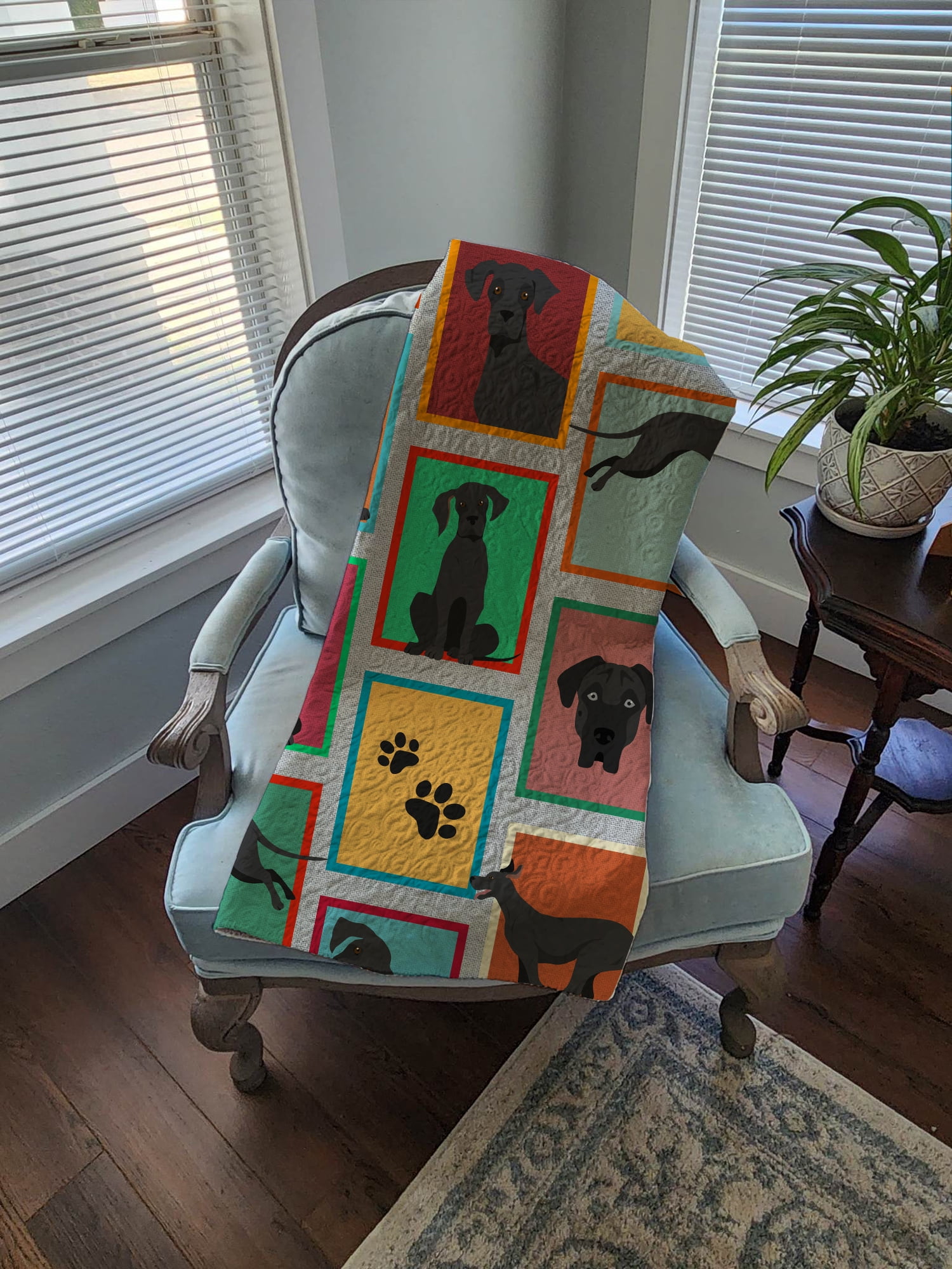 Lots of Black Great Dane Quilted Blanket 50x60 50 in x 60 in
